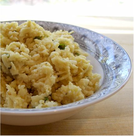 Dairy-Free and Grain-Free, Cheesy Cauliflower Risotto with Basil